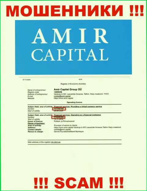 Амир Капитал показывают на веб-сайте номер лицензии, невзирая на это бессовестно обманывают клиентов