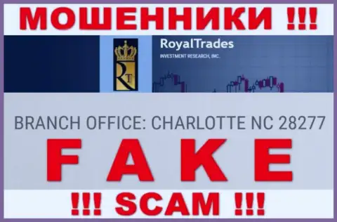 Довольно-таки рискованно взаимодействовать с мошенниками Royal Trades, они опубликовали ложный юридический адрес