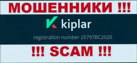 Регистрационный номер компании Kiplar, в которую кровные лучше не отправлять: 25797BC2020
