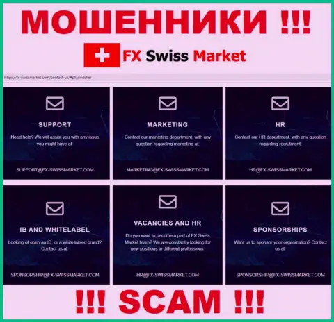 Е-мейл, который internet-мошенники FXSwiss Market представили у себя на официальном сайте