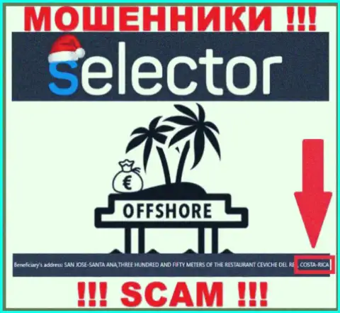 Из компании Selector Casino денежные активы вернуть нереально, они имеют оффшорную регистрацию: Коста-Рика