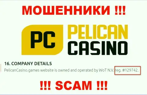 Рег. номер PelicanCasino Games, взятый с их официального веб-сайта - 12974