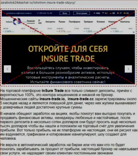 Обзор афер Insure Trade, который взят на одном из сайтов-отзовиков