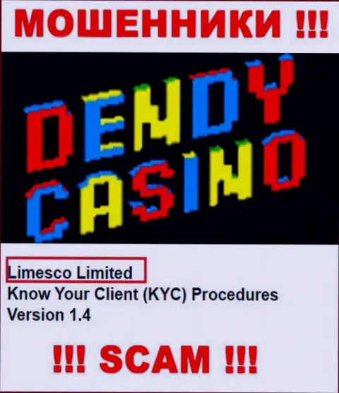 Инфа про юридическое лицо шулеров Dendy Casino - Limesco Ltd, не спасет Вас от их грязных лап