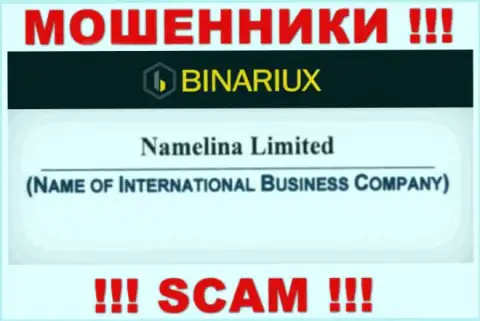 Бинариукс - это мошенники, а руководит ими Namelina Limited