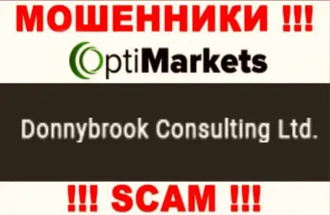 Мошенники OptiMarket пишут, что Donnybrook Consulting Ltd владеет их лохотронным проектом