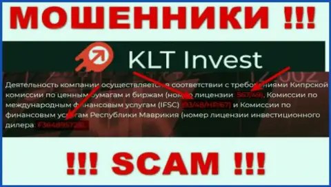 Хотя KLT Invest и размещают на сайте лицензию на осуществление деятельности, знайте - они в любом случае МОШЕННИКИ !