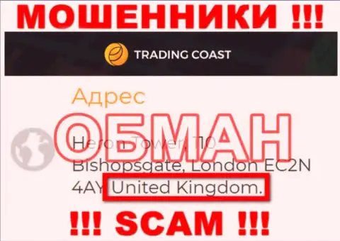 Достоверную инфу о юрисдикции Trading-Coast Com у них на официальном сайте вы не сможете найти