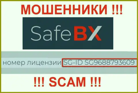 SafeBX Com, замыливая глаза лохам, предоставили у себя на информационном сервисе номер своей лицензии на осуществление деятельности