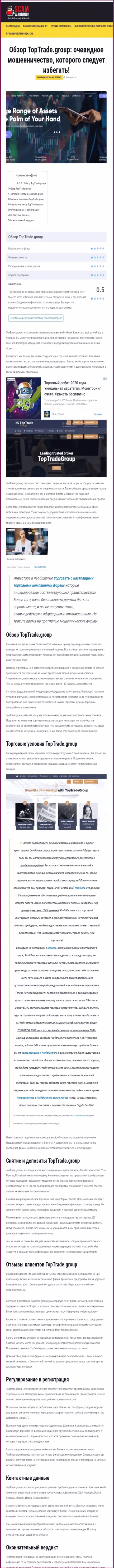 Обзорная статья мошеннических комбинаций Top Trade Group, нацеленных на лохотрон реальных клиентов