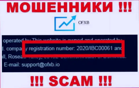 Регистрационный номер, который принадлежит компании OFXB - 2020/IBC00061