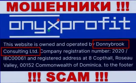 Юридическое лицо организации Onyx Profit это Donnybrook Consulting Ltd, инфа взята с официального интернет-портала