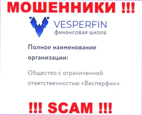 Инфа про юр. лицо кидал ВесперФин - ООО Весперфин, не спасет Вас от их загребущих лап