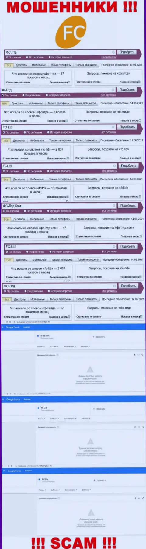 Детальная информация по количеству онлайн-запросов по обманщикам ЭФС Лтд в интернете