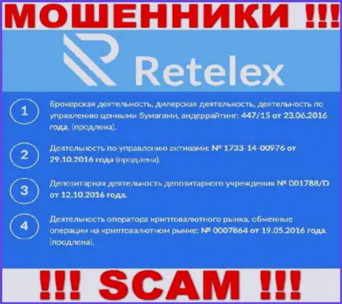 Retelex, замыливая глаза людям, предоставили у себя на веб-сервисе номер своей лицензии
