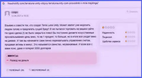 Взаимодействие с организацией Терра Луна Юнити чревато сливом внушительных сумм денег (отзыв)