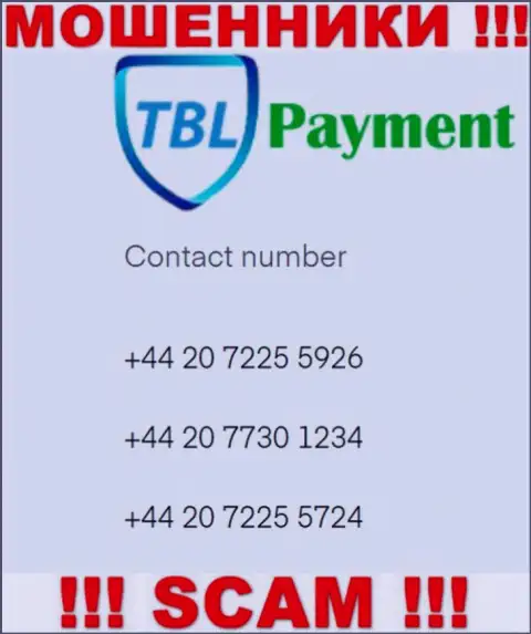 Аферисты из TBL Payment, для разводилова доверчивых людей на денежные средства, задействуют не один номер телефона