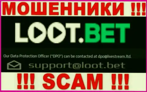Связаться с internet-ворюгами Loot Bet сможете по представленному е-мейл (инфа была взята с их сайта)