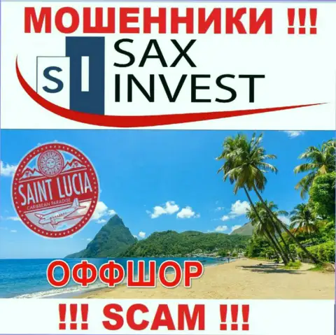 Т.к. Сакс Инвест имеют регистрацию на территории Saint Lucia, украденные вложения от них не вернуть