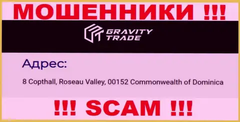 IBC 00018 8 Copthall, Roseau Valley, 00152 Commonwealth of Dominica - это оффшорный адрес Gravity Trade, показанный на ресурсе указанных мошенников