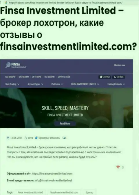 В FinsaInvestmentLimited Com обманывают - доказательства противоправных действий (обзор компании)