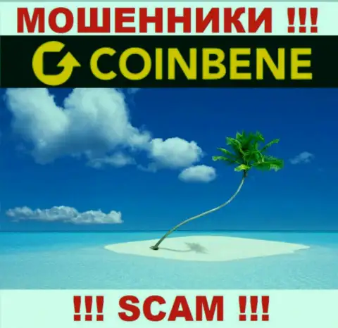 Мошенники CoinBene Com нести ответственность за собственные противозаконные действия не будут, потому что информация о юрисдикции спрятана