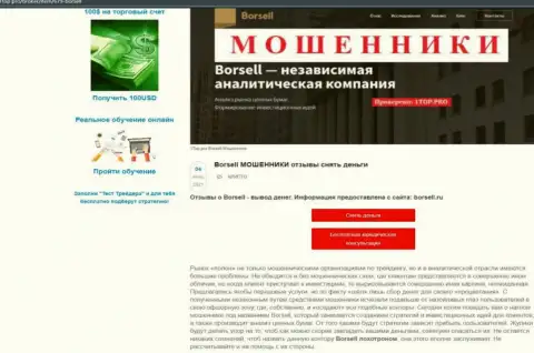 Обзор неправомерных деяний scam-конторы Борселл - это МОШЕННИКИ !