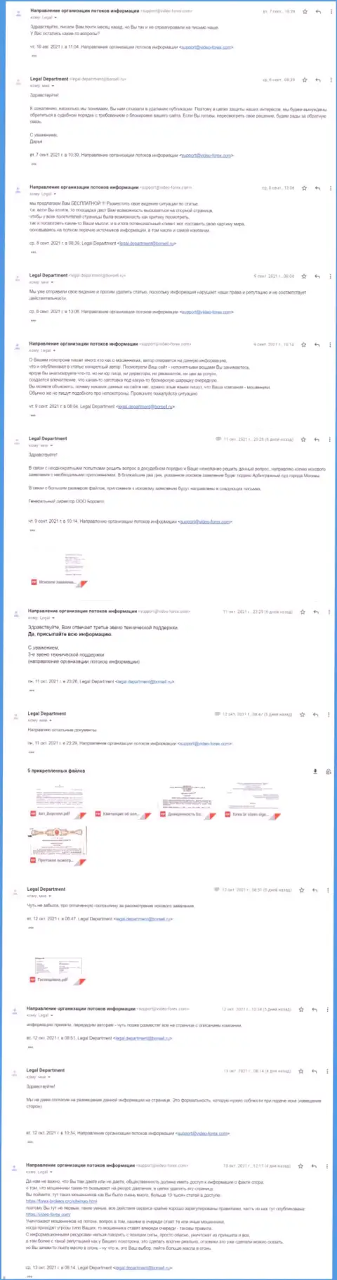 Продолжение переписки с представителями мошенников ООО БОРСЕЛЛ