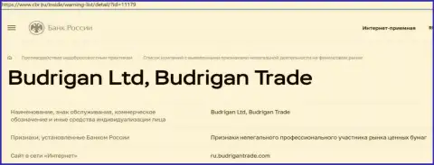 Мошенники Budrigan Trade попали в черный список ЦБ РФ