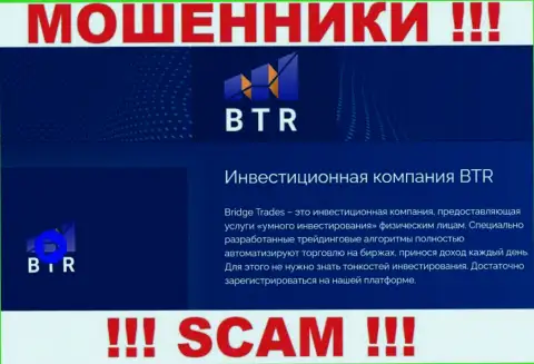 Не стоит взаимодействовать с махинаторами BTR Club, направление деятельности которых Инвестирование