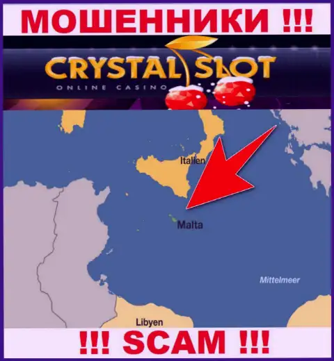 Мальта - именно здесь, в оффшоре, базируются мошенники CrystalSlot