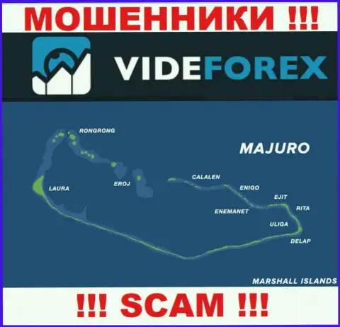 Контора VideForex имеет регистрацию довольно далеко от клиентов на территории Majuro, Marshall Islands