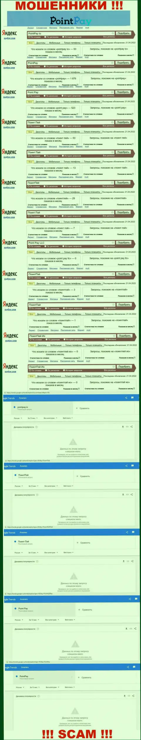 Сколько раз пользователи сети искали информацию об лохотронщиках PointPay Io ?