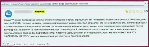 В организации BingoBoom Ru промышляют internet разводилы - честный отзыв реального клиента