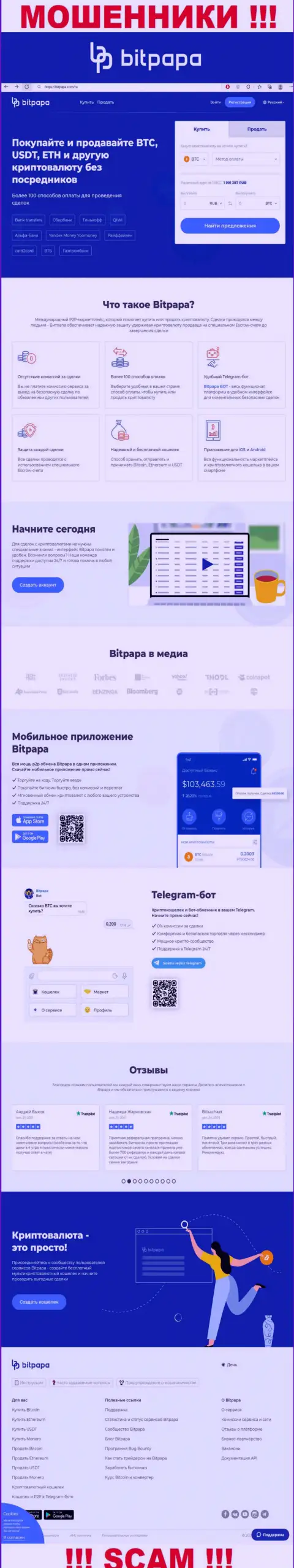 Фейковая инфа от конторы BitPapa Com на web-ресурсе мошенников