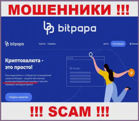 Область деятельности жульнической конторы БитПапа - Криптокошелек