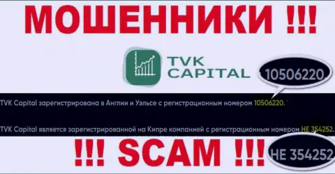 Будьте бдительны, наличие номера регистрации у конторы TVK Capital (10506220) может оказаться заманухой
