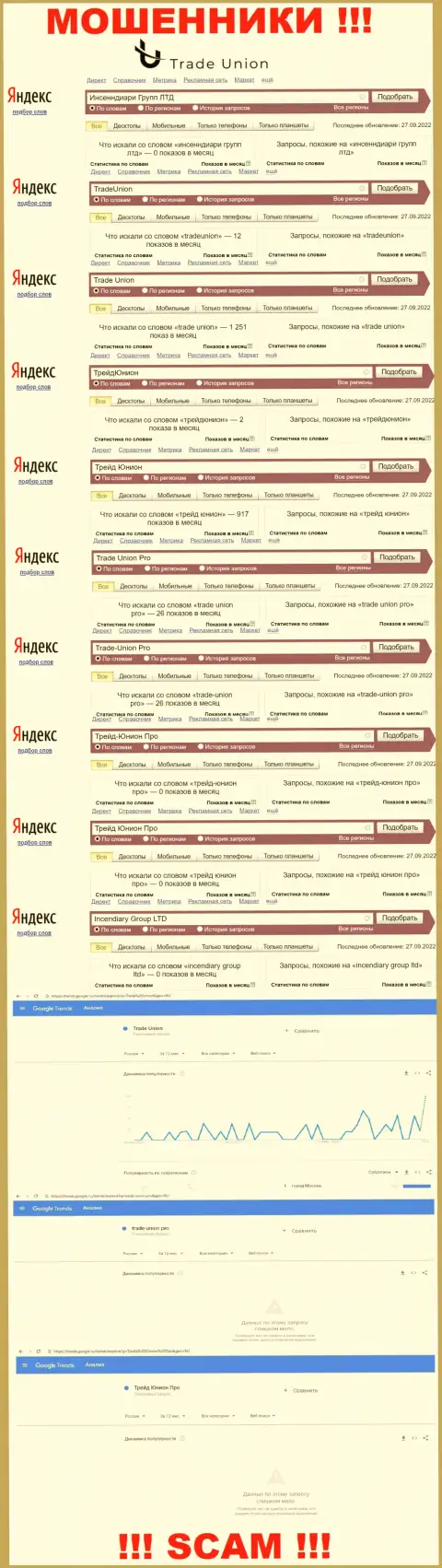 Онлайн запросы по махинаторам Трейд Юнион