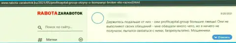 Отзыв доверчивого клиента, денежные вложения которого застряли в карманах internet мошенников Профит Капитал Групп