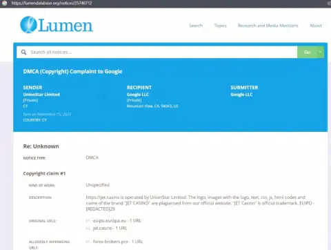 Жалоба на портал Forex-Brokers.Pro с обзорным материалом о противозаконных манипуляциях мошенников JetCasino