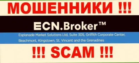 Мошенническая организация ECN Broker находится в оффшоре по адресу - Suite 305, Griffith Corporate Center, Beachmont, Kingstown, St. Vincent and the Grenadine, будьте осторожны