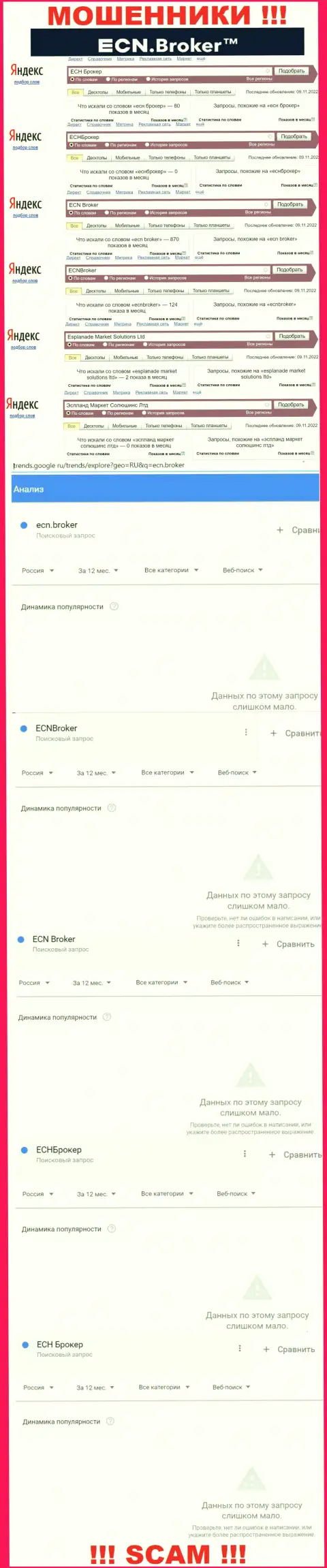 Количество онлайн-запросов по мошенникам ECNBroker