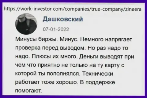 Зинеера надежная компания, мнения авторов отзывов, расположенных на интернет-портале Ворк Инвестор Ком