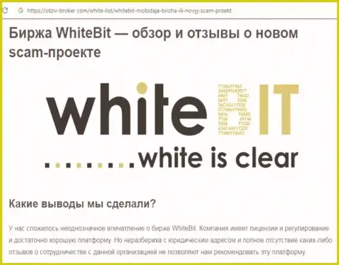 Взаимодействовать с White Bit не стоит - мутная компания рынка цифровых денег (отзыв)