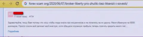 Взаимодействие с ФОРЕКС дилинговой конторой Liberty Pro приведет к потере всех Ваших депозитов (сообщение клиента)